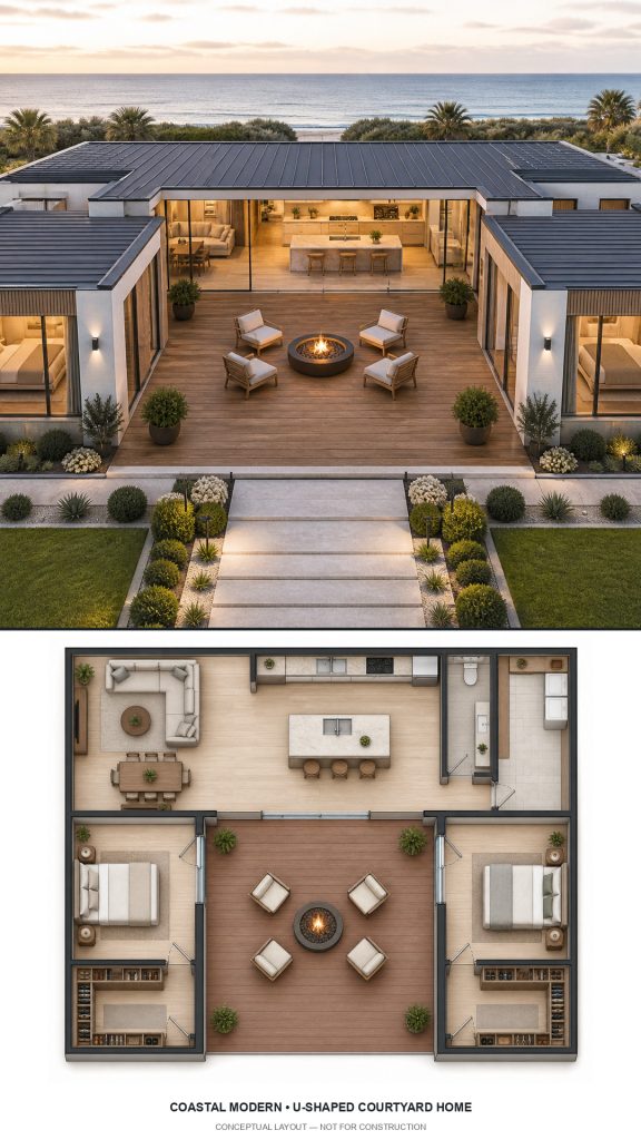 10 Coastal Modern House Plans with Matching Layouts