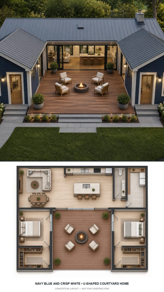 10 Navy Blue House Plans with White Trim and Floor Plans