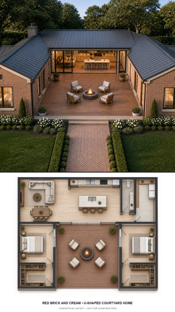 10 Red Brick and Cream House Plans with Floor Plans