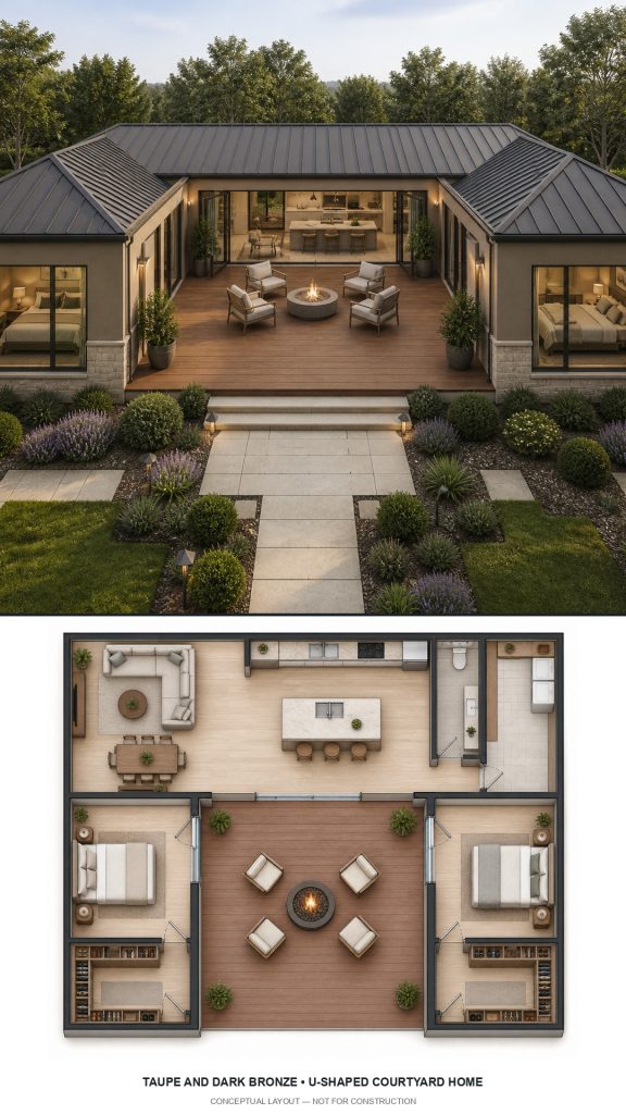 10 Taupe and Dark Bronze House Plans with Floor Plans