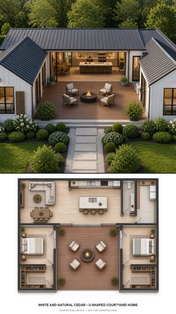 10 White and Natural Cedar House Plans with Floor Plans
