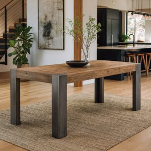 Parsons Dining Table With Flush Steel Corner Frames