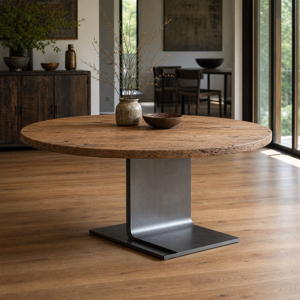 Cantilever Dining Table With a Hidden Steel Spine - alternate full view