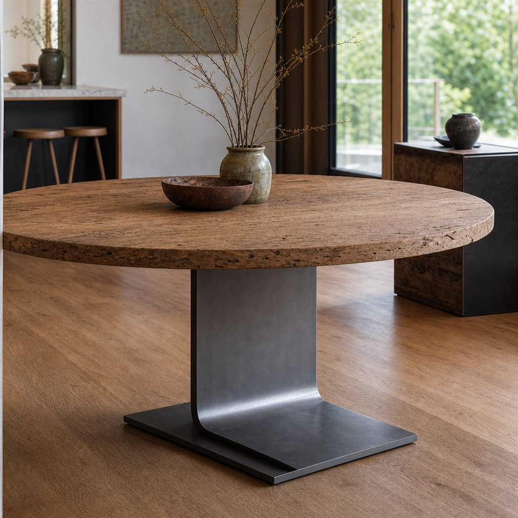 Cantilever Dining Table With a Hidden Steel Spine - finished material detail