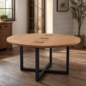 Butterfly-Leaf Dining Table With a Powder-Coated Frame