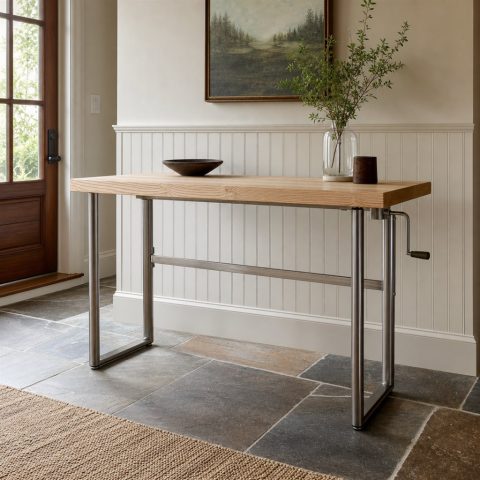 Standing Desk With a Crank-Adjustable Steel Base