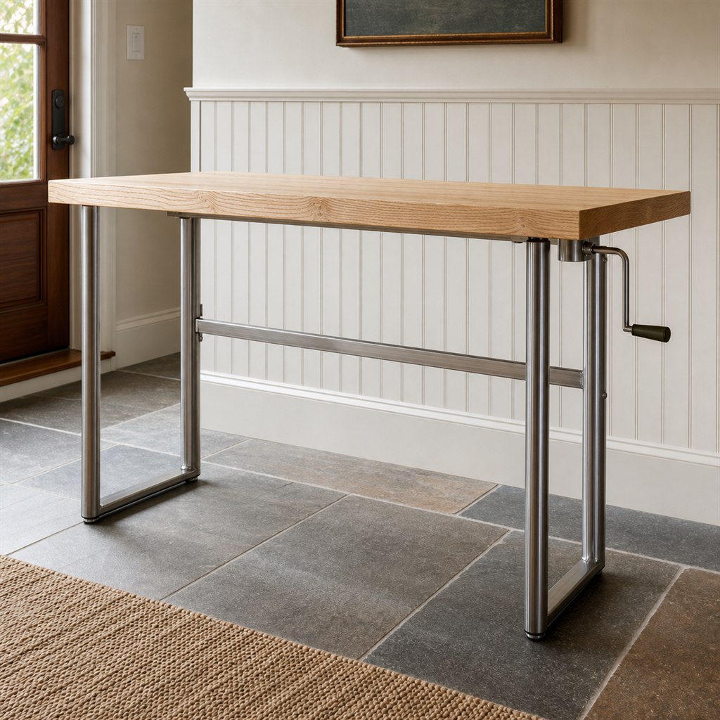 Standing Desk With a Crank-Adjustable Steel Base - steel-frame detail