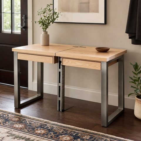 Dual-User Desk With a Central Steel Cable Spine
