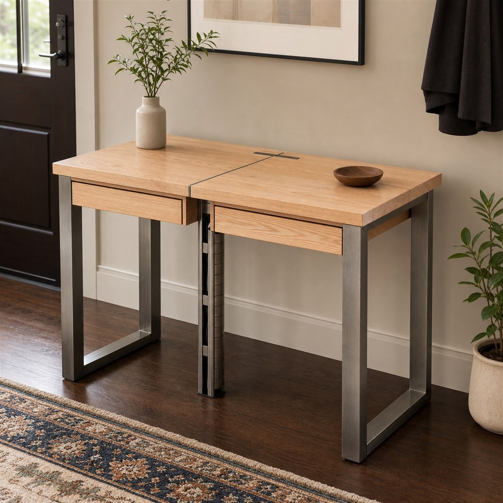 Dual-User Desk With a Central Steel Cable Spine - alternate full view