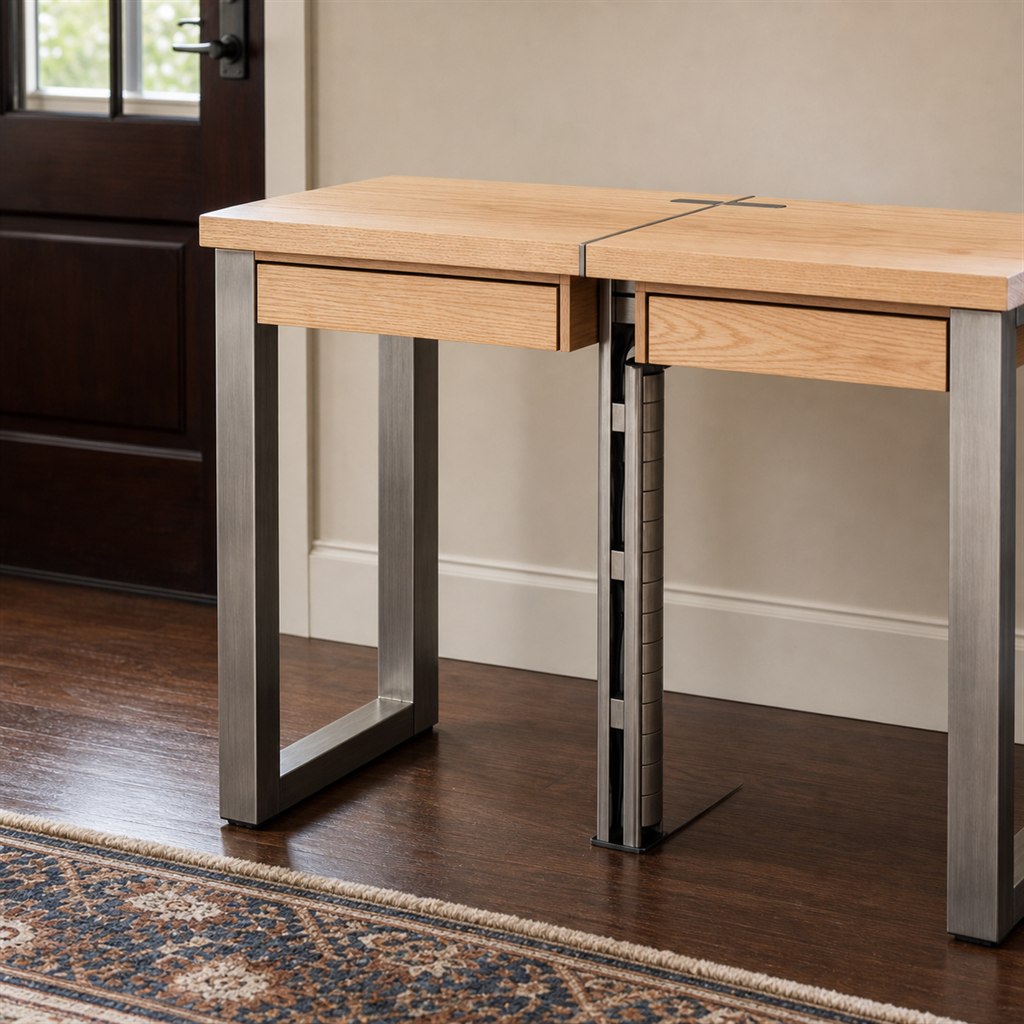 Dual-User Desk With a Central Steel Cable Spine - finished material detail