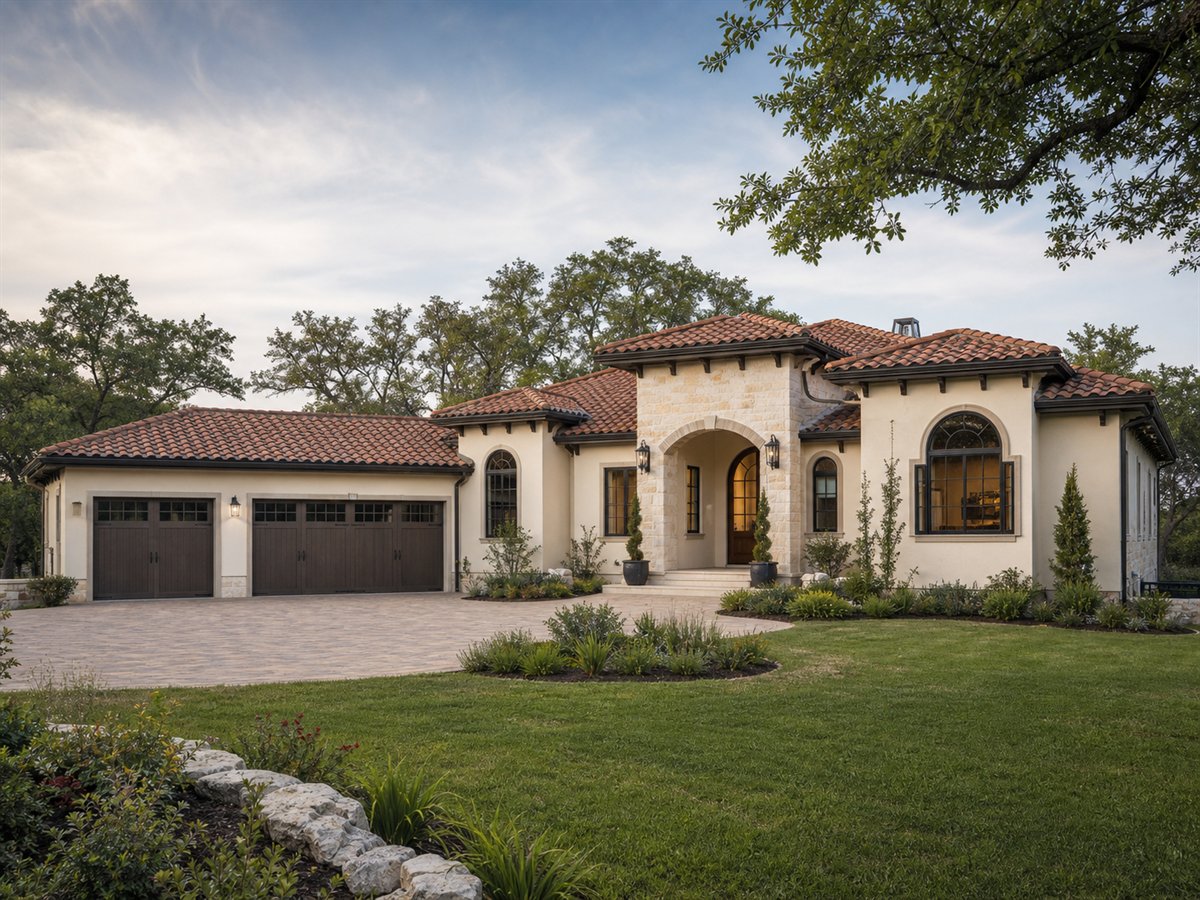 Solara Villa Collector Garage 2920, conceptual 2920-square-foot Mediterranean-inspired custom villa with a $525,900 construction target