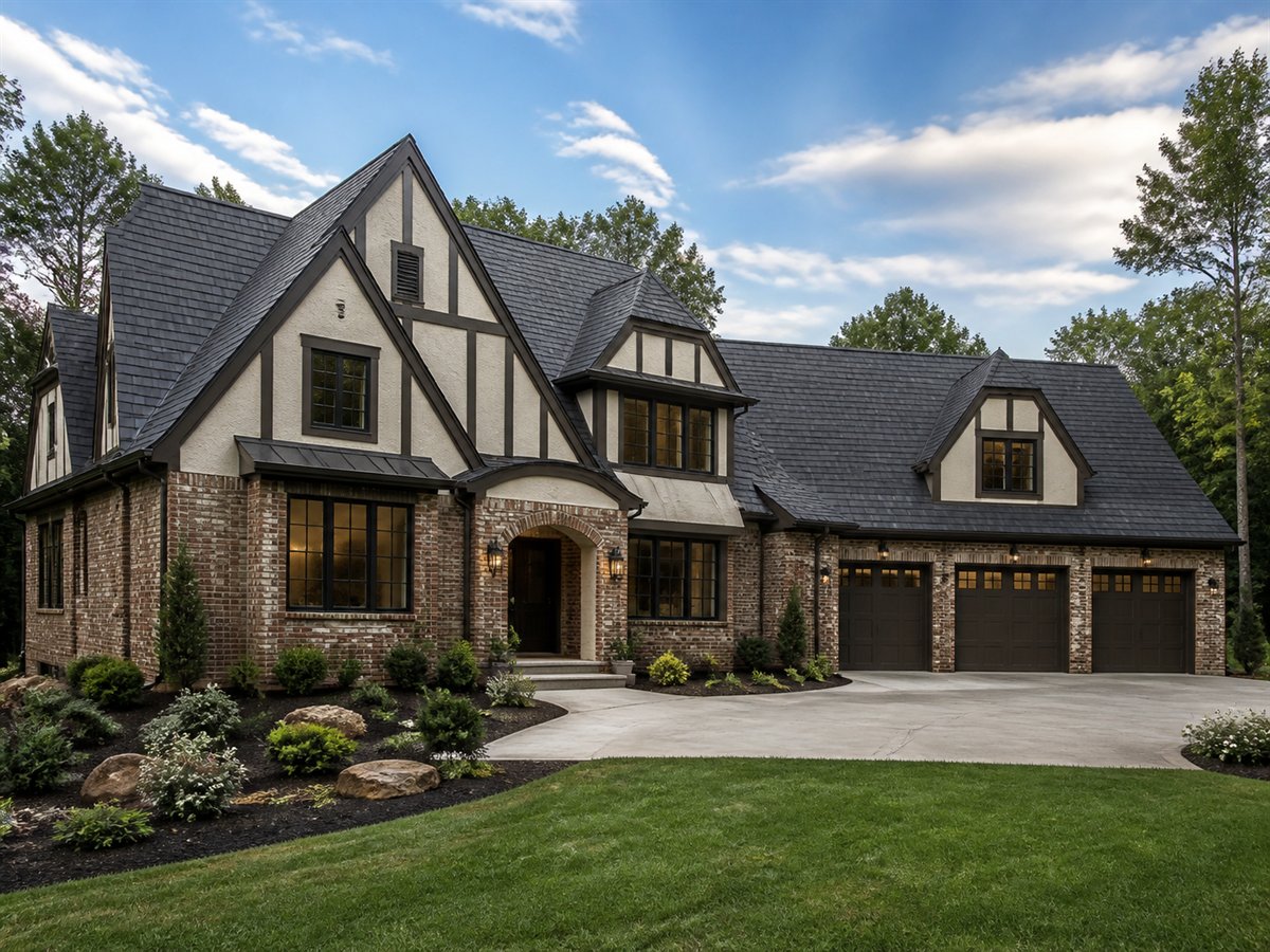 Ashbourne Manor Wellness Suite 3053, conceptual 3053-square-foot Tudor-revival custom home with a $555,900 construction target