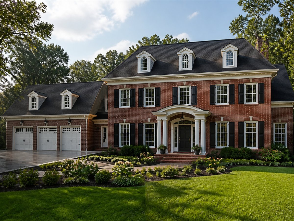 Fairfax Georgian Entertaining Kitchen 3077, conceptual 3077-square-foot Georgian Colonial custom home with a $560,900 construction target