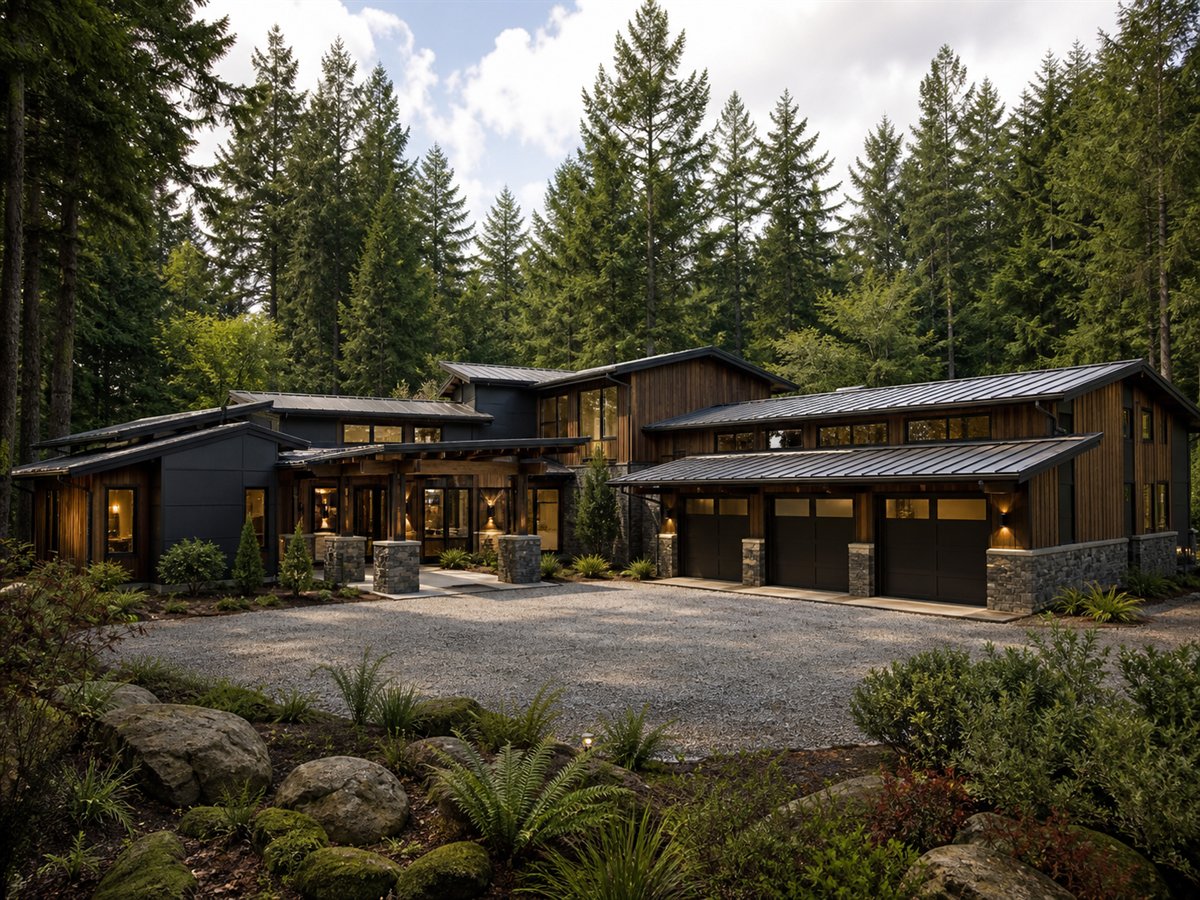 Cascade House Indoor-Outdoor Pavilion 3125, conceptual 3125-square-foot Pacific Northwest custom home with a $570,900 construction target