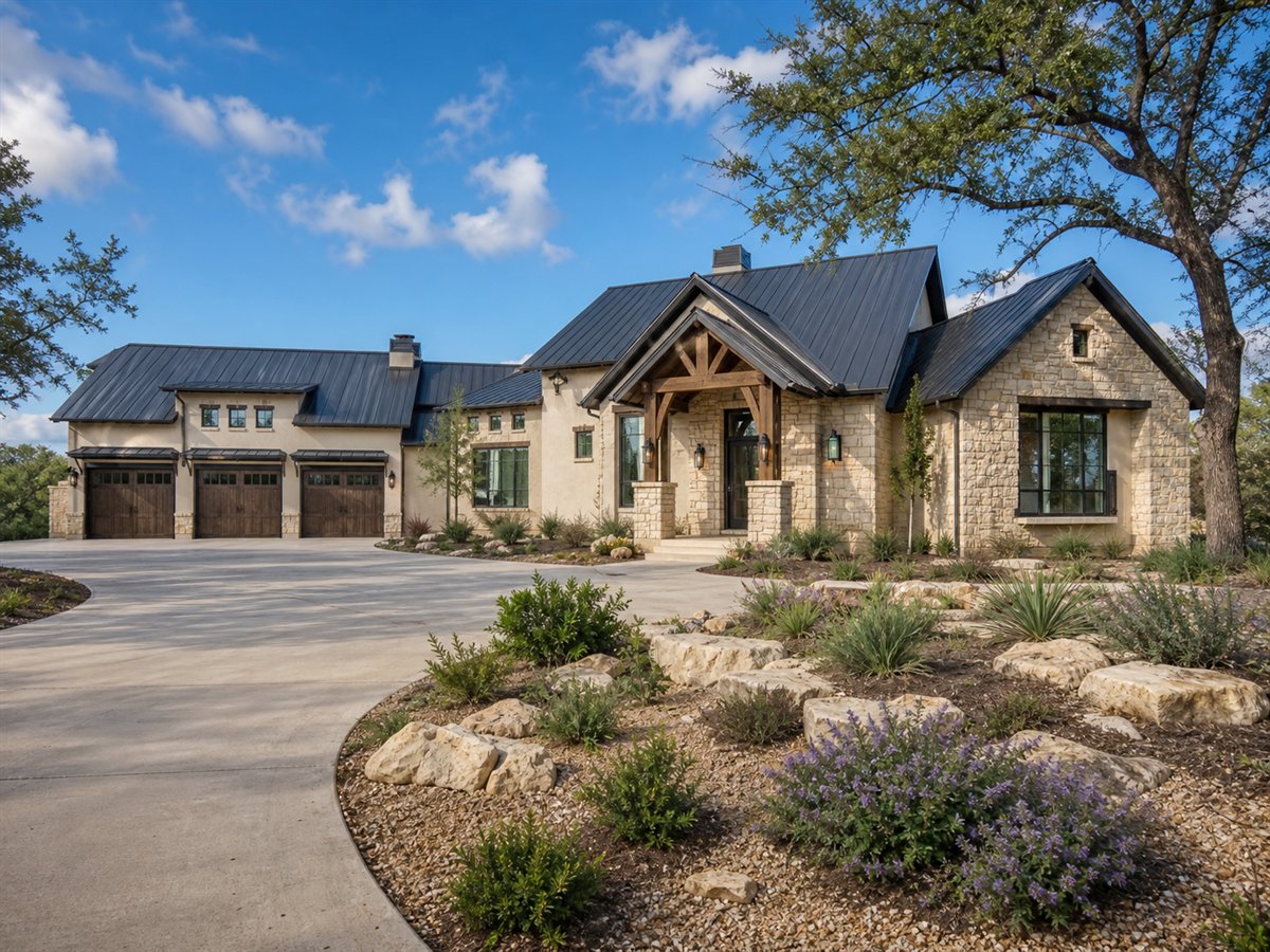 Canyon Oak House View-Lot Retreat 3197, conceptual 3197-square-foot Texas Hill Country custom home with a $585,900 construction target