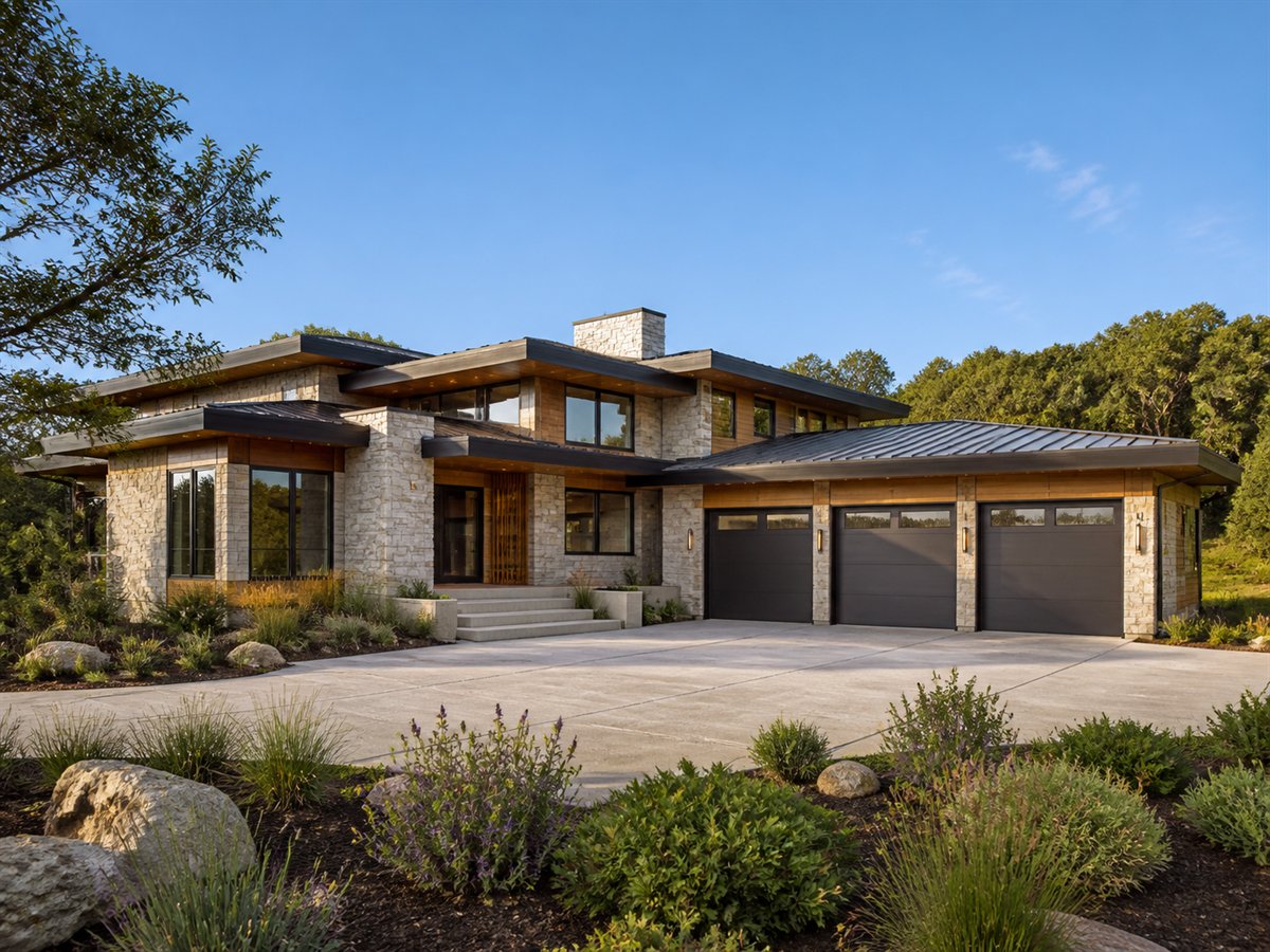 Terra House High-Performance Envelope 3245, conceptual 3245-square-foot organic contemporary custom home with a $595,900 construction target