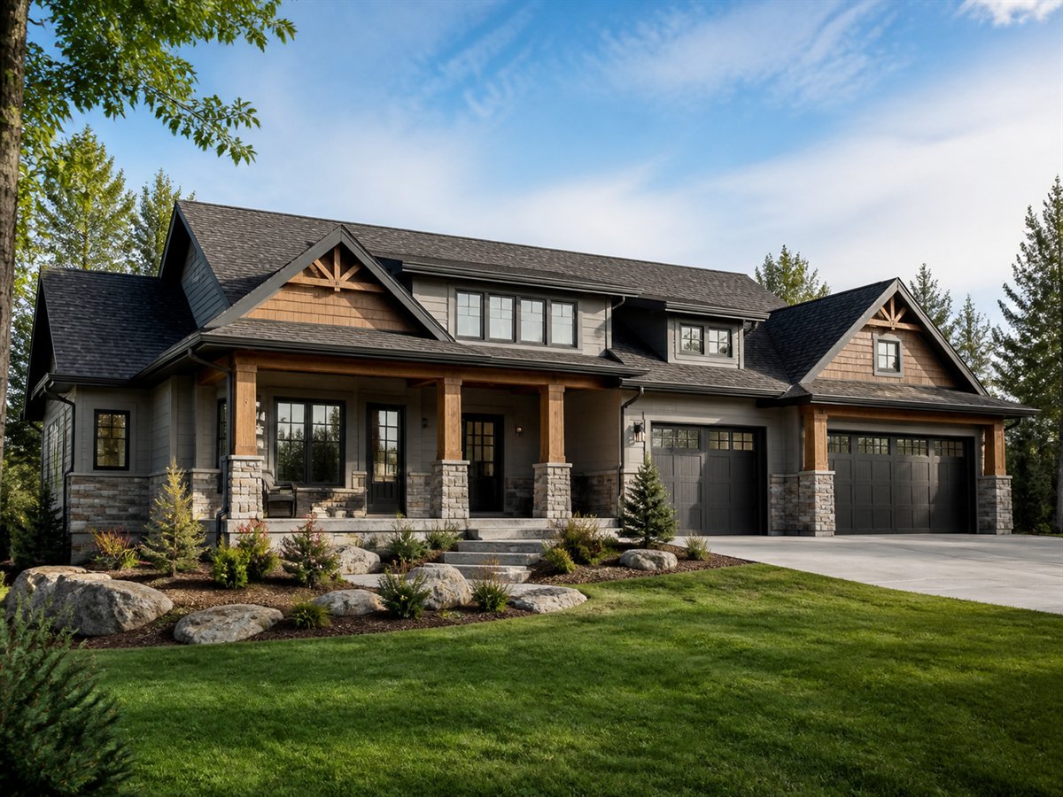 Cedarstone House Multigenerational Wing 3269, conceptual 3269-square-foot modern Craftsman custom home with a $600,900 construction target
