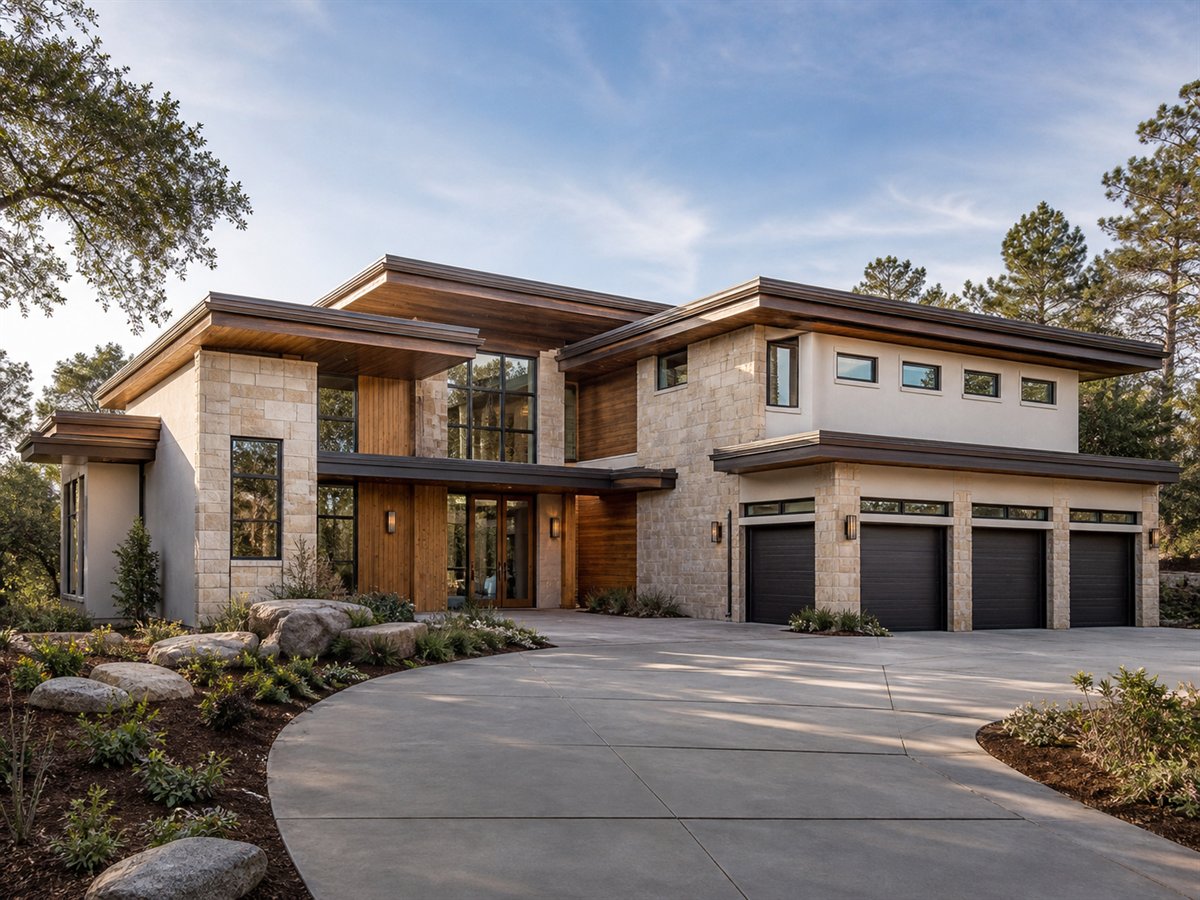 Montecito Contemporary Collector Garage 3378, conceptual 3378-square-foot California contemporary custom home with a $625,900 construction target
