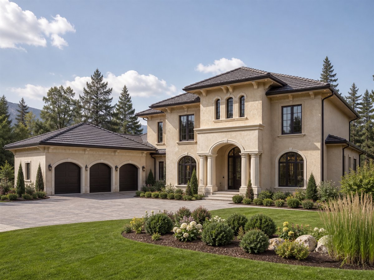 Villa Serafina High-Performance Envelope 3474, conceptual 3474-square-foot Italianate-inspired custom villa with a $645,900 construction target