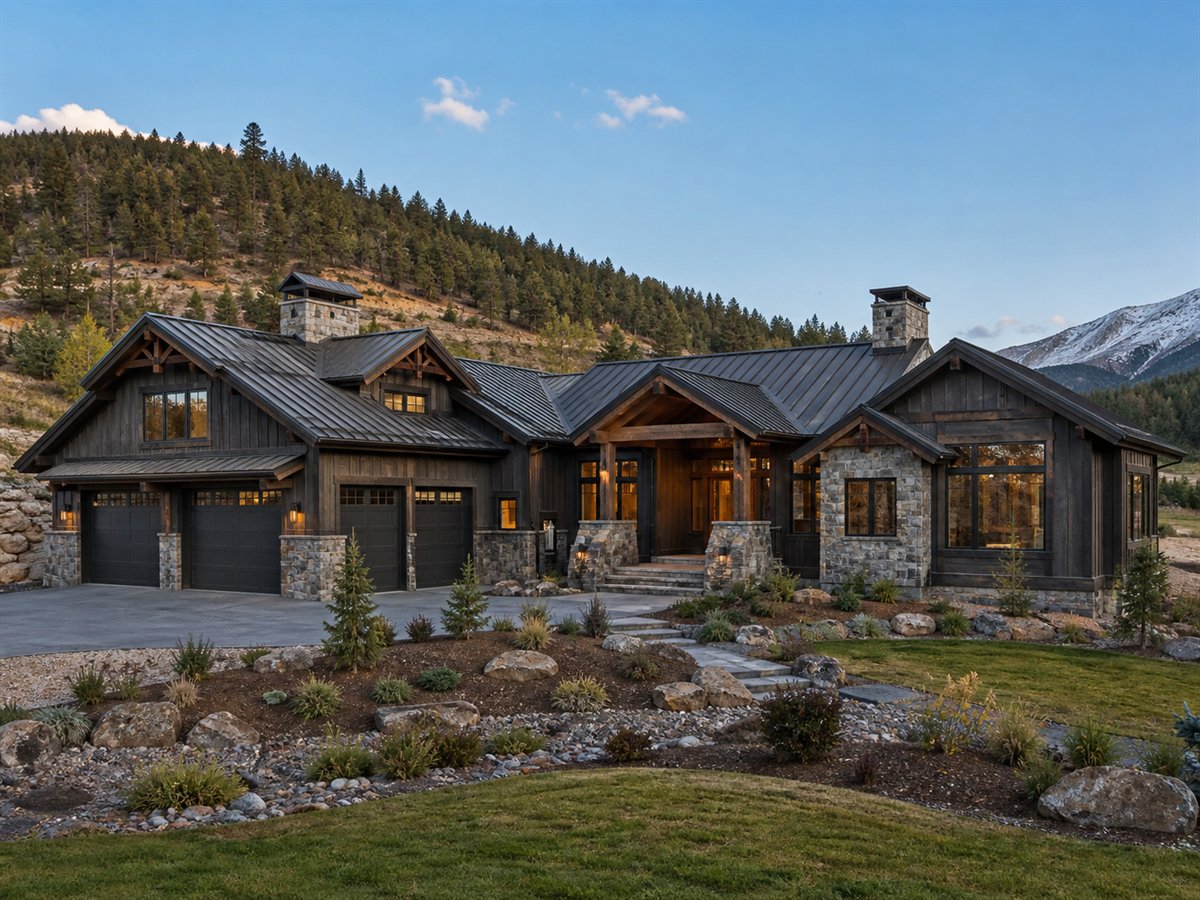 Redstone Lodge Multigenerational Wing 3498, conceptual 3498-square-foot Colorado lodge custom home with a $650,900 construction target