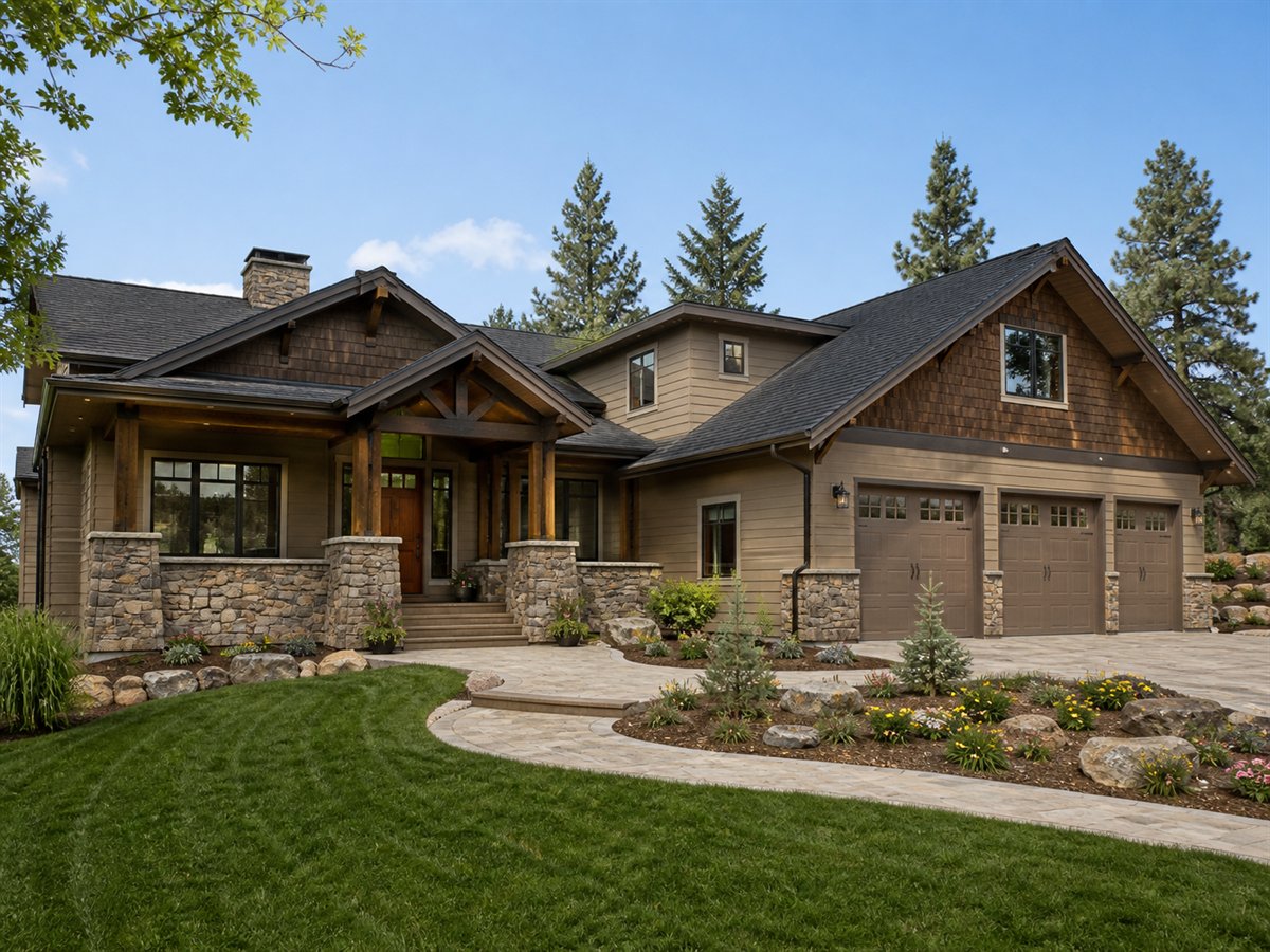 Grand Oak Bungalow Multigenerational Wing 3727, conceptual 3727-square-foot luxury bungalow estate with a $700,900 construction target