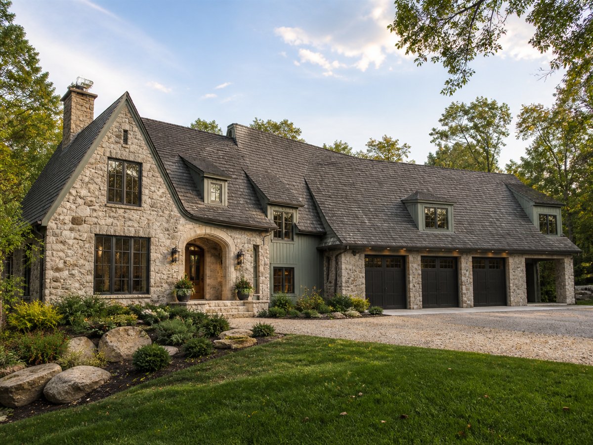 Wyndmere Stone Cottage Collector Garage 3836, conceptual 3836-square-foot stone-cottage luxury estate with a $725,900 construction target