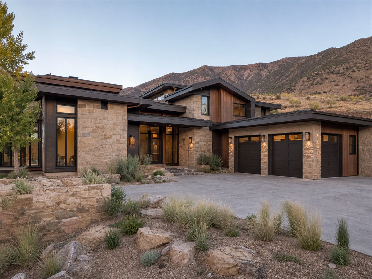 Canyon Rim House Private Guest Suite 3908, conceptual 3908-square-foot canyon contemporary custom home with a $740,900 construction target