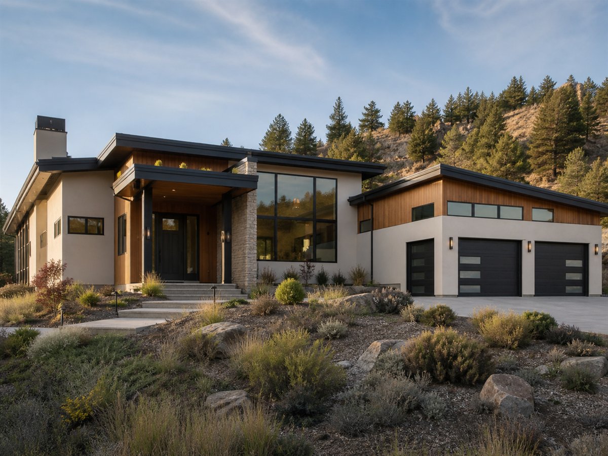 Sunward House High-Performance Envelope 3932, conceptual 3932-square-foot passive-solar modern luxury home with a $745,900 construction target