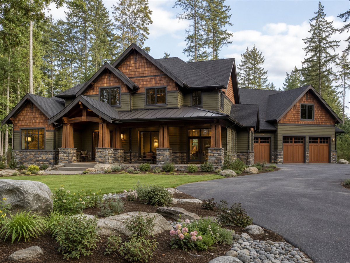 Timbercrest Craftsman Entertaining Kitchen 4004, conceptual 4004-square-foot custom Craftsman home with a $760,900 construction target