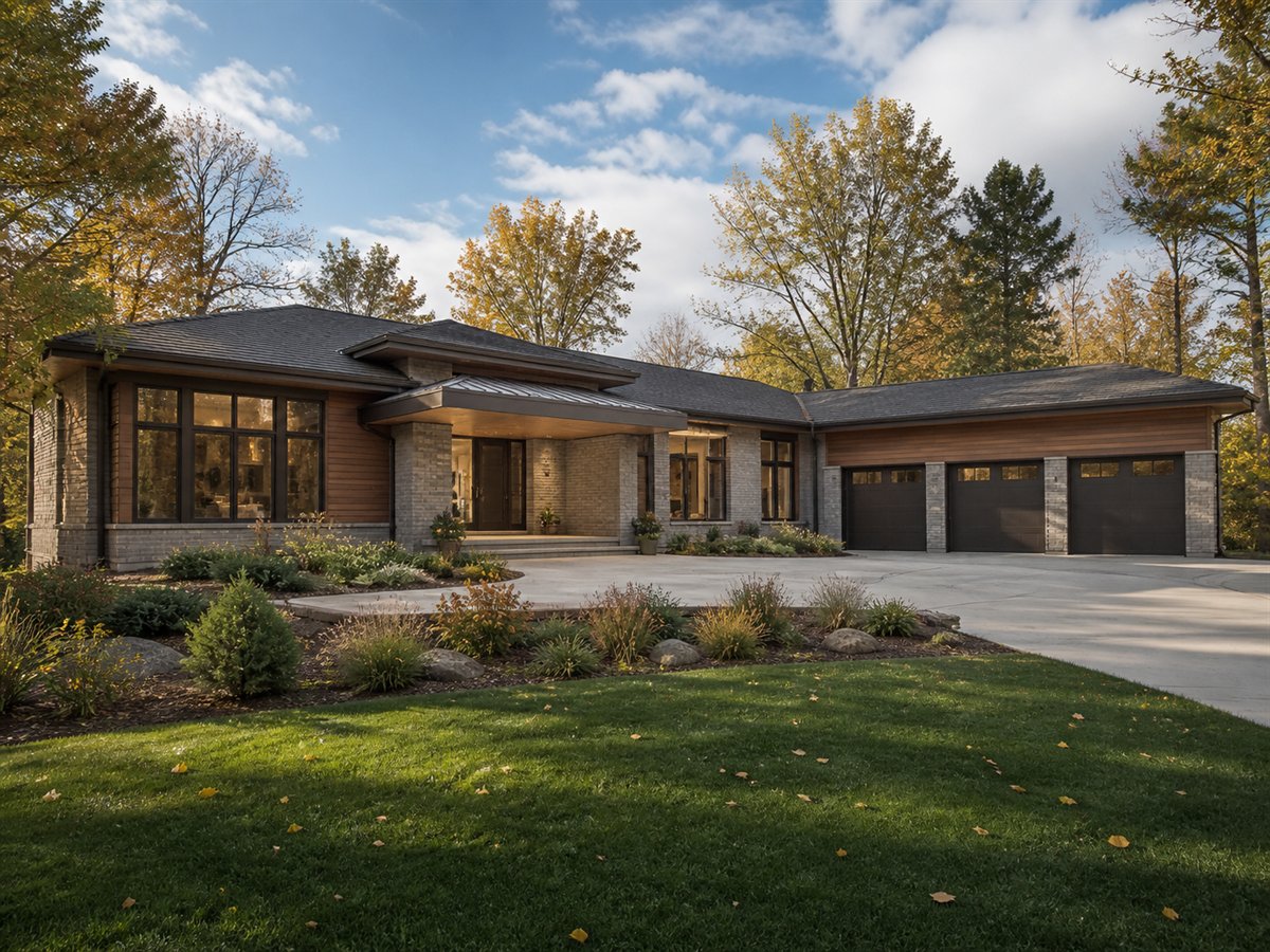 Prairie Vista High-Performance Envelope 4161, conceptual 4161-square-foot Prairie-inspired custom estate with a $795,900 construction target