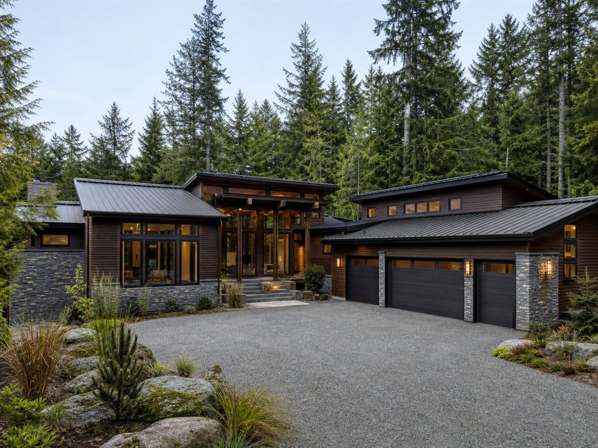 Cascade House Indoor-Outdoor Pavilion 4281, conceptual 4281-square-foot Pacific Northwest custom home with a $820,900 construction target