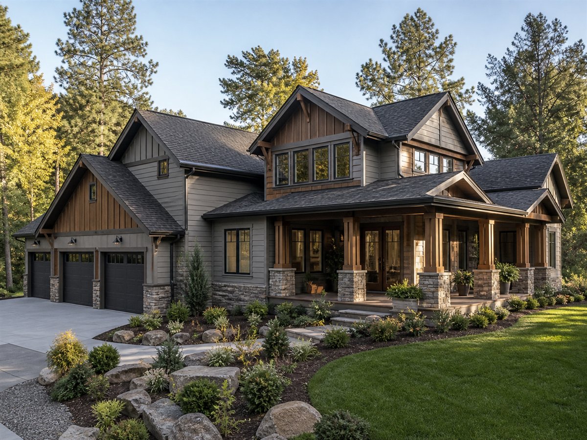 Cedarstone House Multigenerational Wing 4414, conceptual 4414-square-foot modern Craftsman custom home with a $850,900 construction target