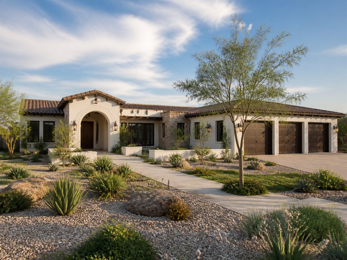 Casa Encanto Wellness Suite 4438, conceptual 4438-square-foot courtyard hacienda custom home with a $855,900 construction target