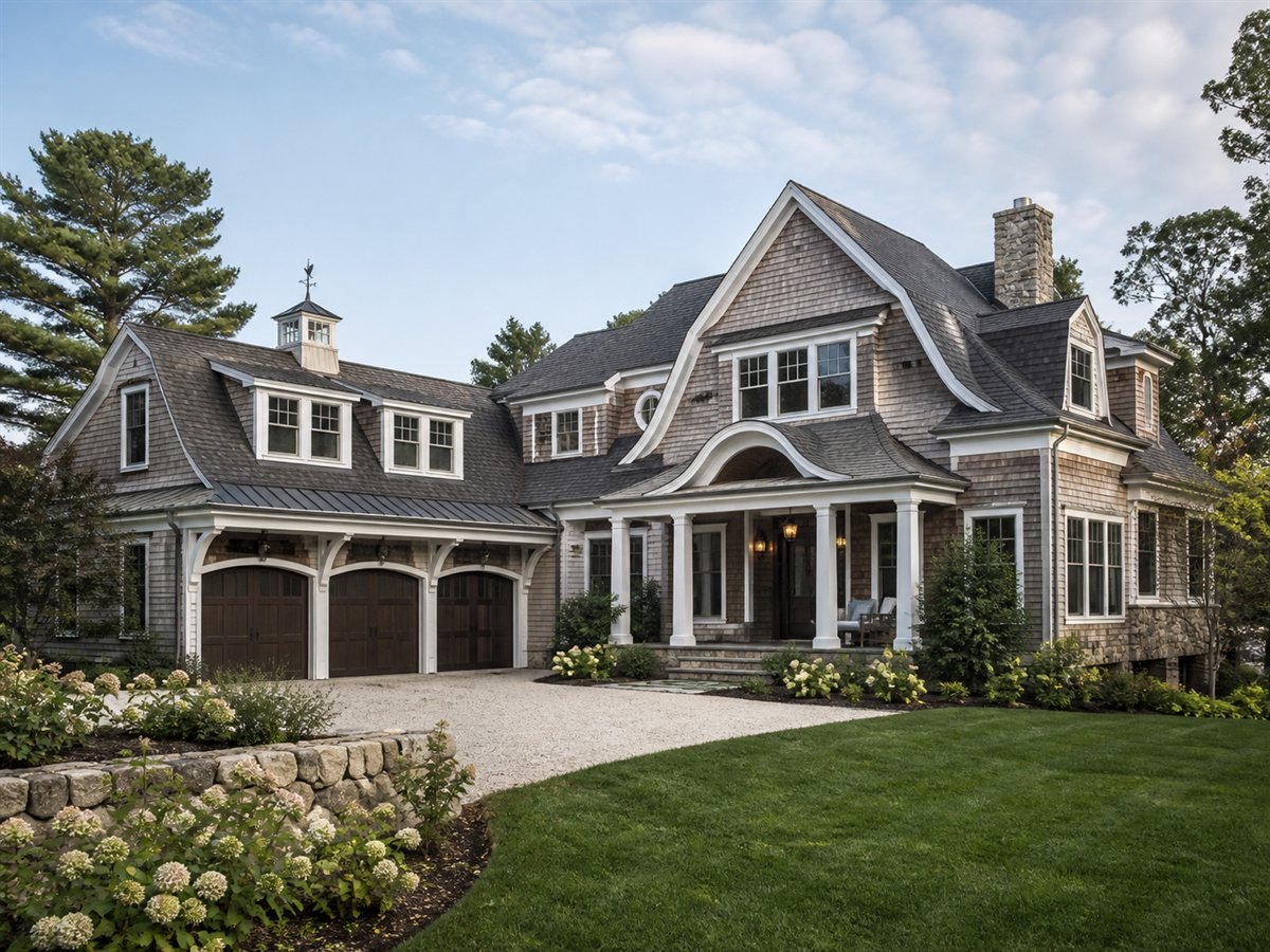 Nantucket Ridge Entertaining Kitchen 4462, conceptual 4462-square-foot New England shingle-style custom home with a $860,900 construction target