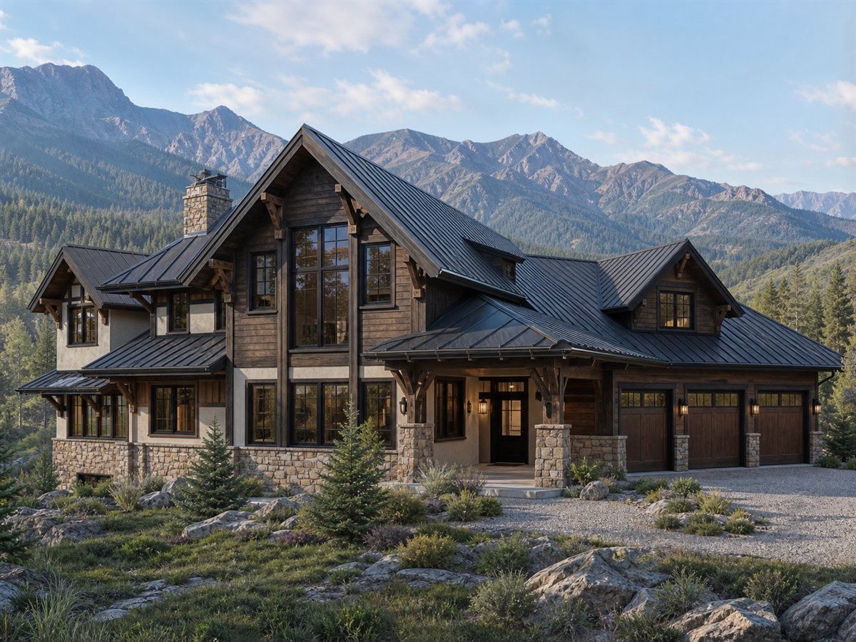 Alpenglow Chalet Executive Home Office 4486, conceptual 4486-square-foot alpine-inspired custom chalet with a $865,900 construction target