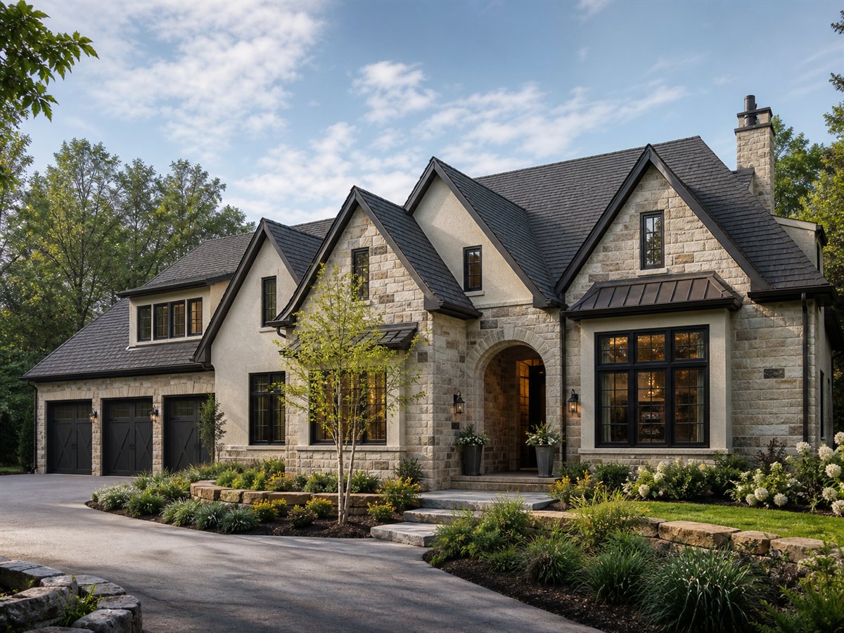 Cotswold House Aging-in-Place Suite 4558, conceptual 4558-square-foot English-country custom home with a $880,900 construction target