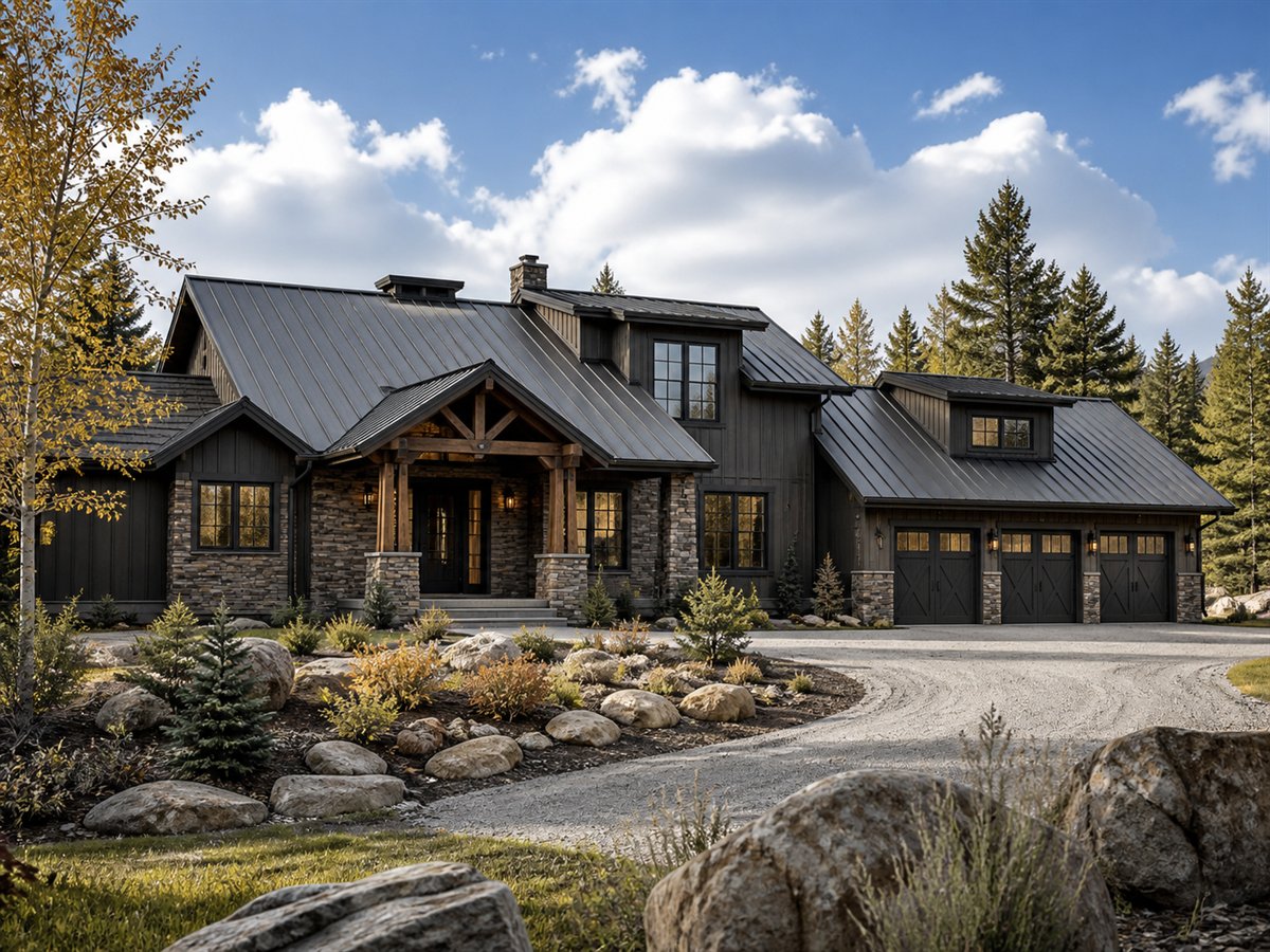 Redstone Lodge Multigenerational Wing 4643, conceptual 4643-square-foot Colorado lodge custom home with a $900,900 construction target