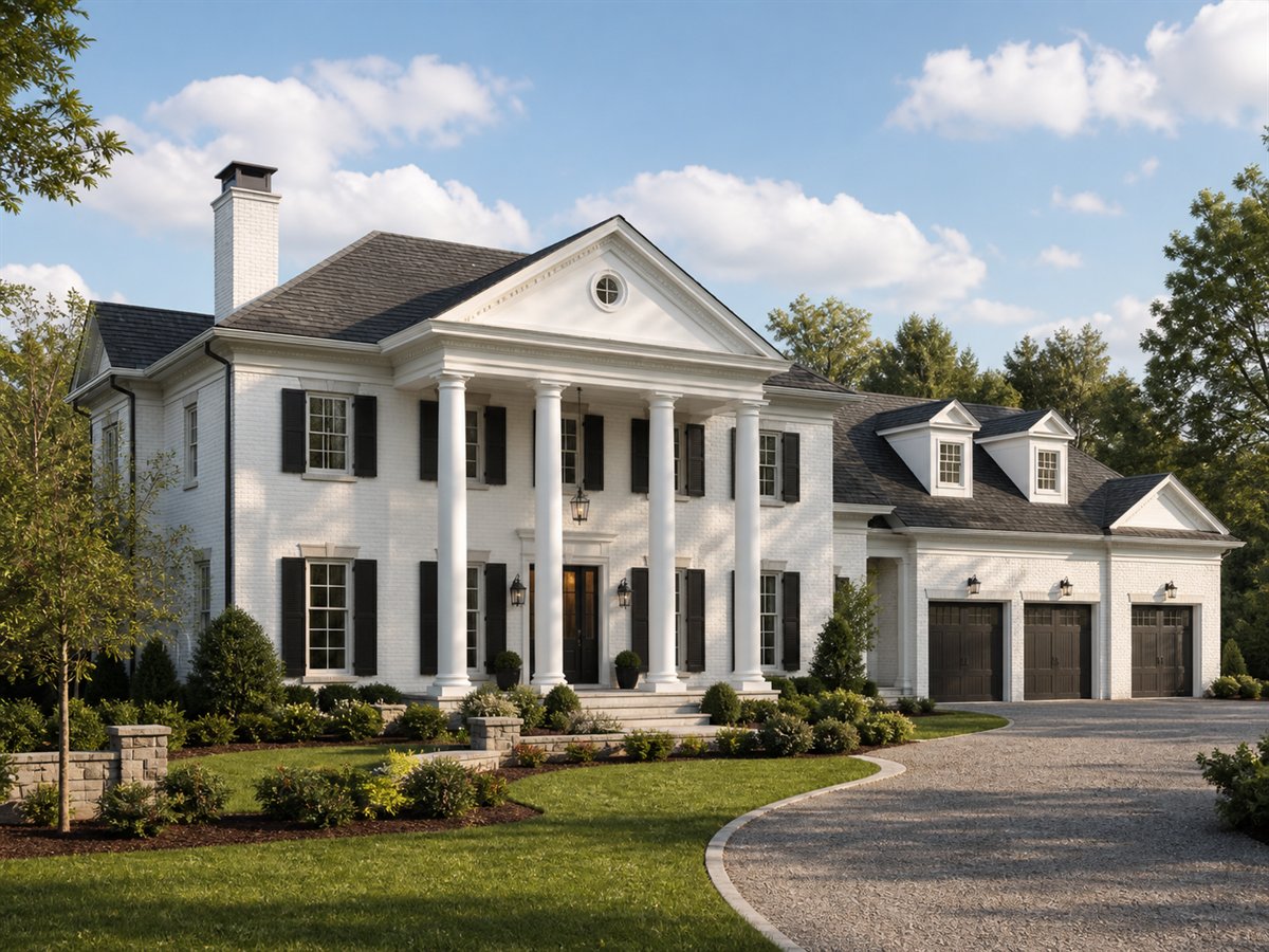 Athenwood House Aging-in-Place Suite 4787, conceptual 4787-square-foot Greek Revival custom home with a $930,900 construction target