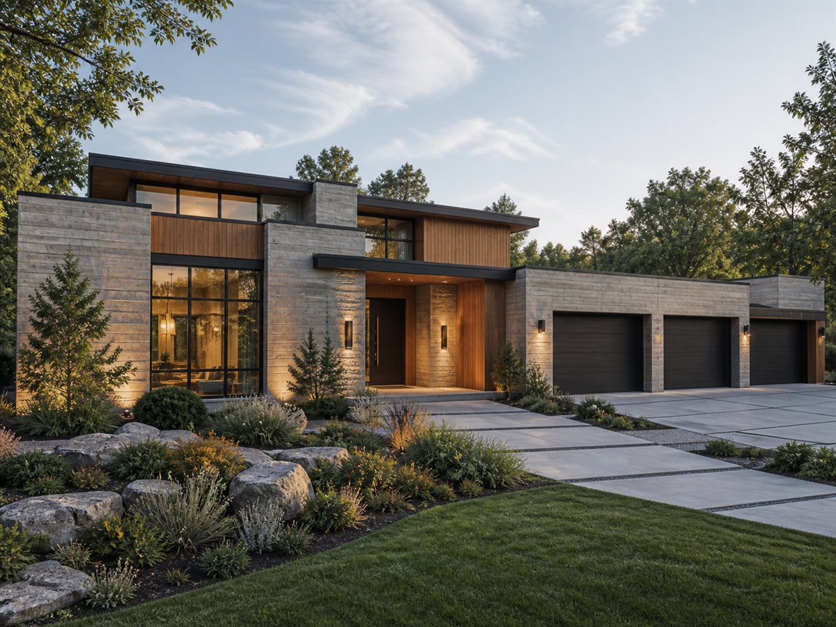 Hearth Concrete House Private Guest Suite 4824, conceptual 4824-square-foot soft-Brutalist luxury home with a $940,900 construction target