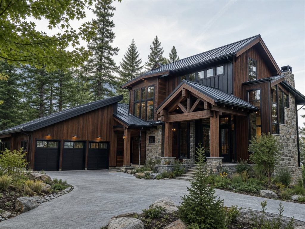 $970,900 Indoor-Outdoor Pavilion Northwest lodge custom home: 4,968-Sq.-Ft. Custom Home Concept
