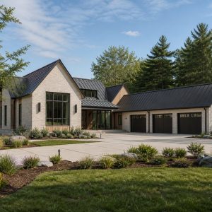 $980,900 Aging-in-Place Suite modern gabled-pavilion custom home: 5,016-Sq.-Ft. Custom Home Concept