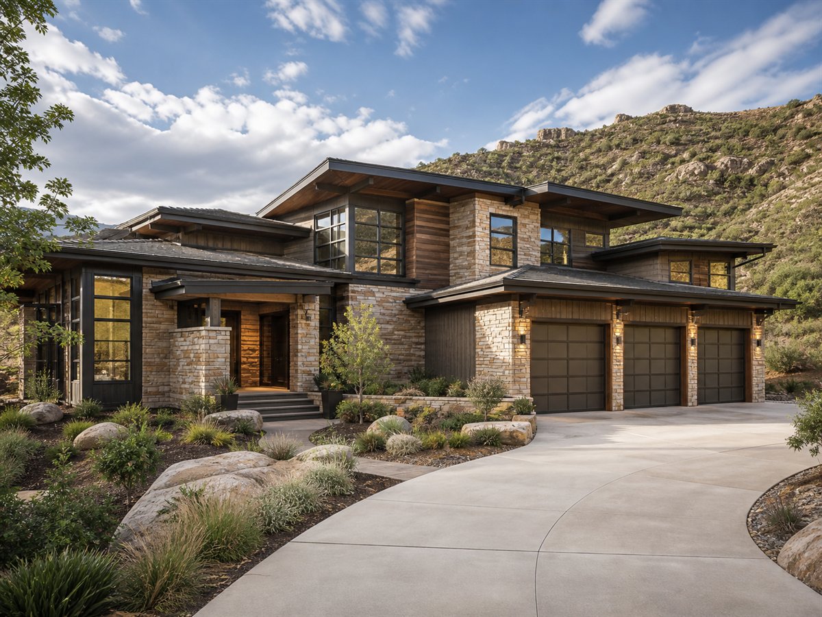 Canyon Rim House Private Guest Suite 5064, conceptual 5064-square-foot canyon contemporary custom home with a $990,900 construction target
