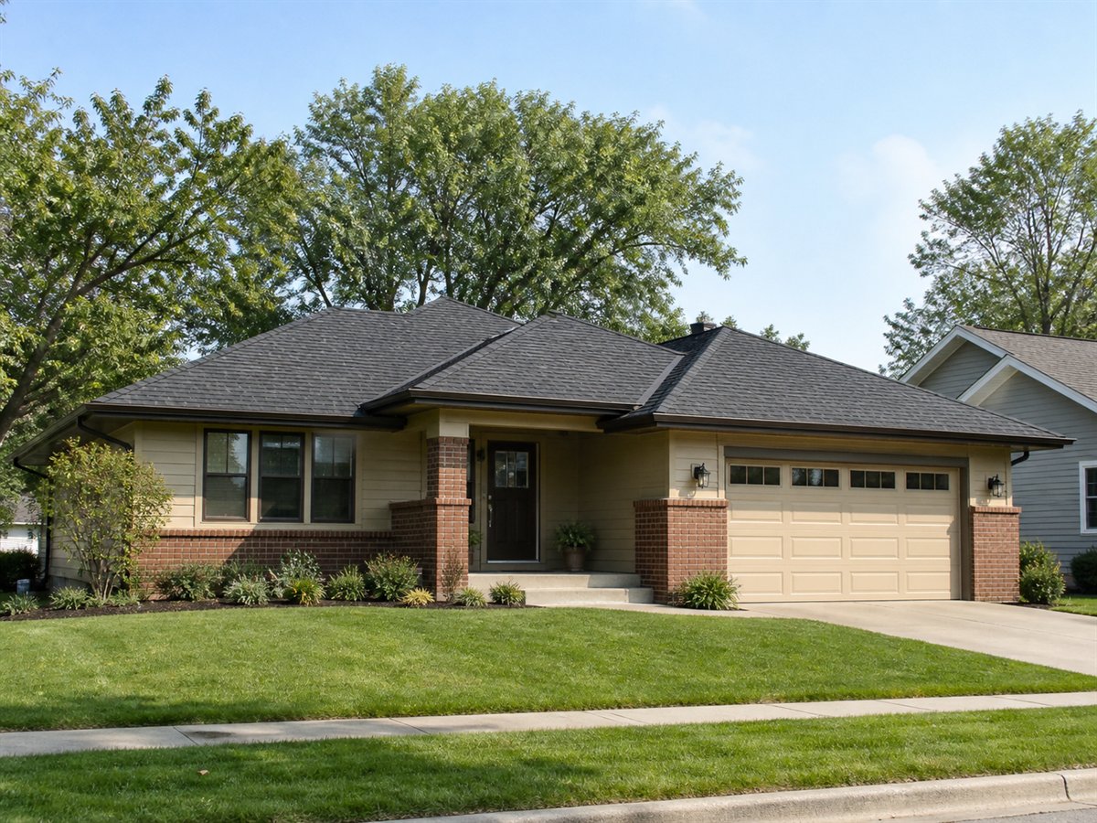 Prairie Grove Multigenerational Suite 1820, a conceptual 1820-square-foot Prairie-style family ranch with a $250,300 construction target