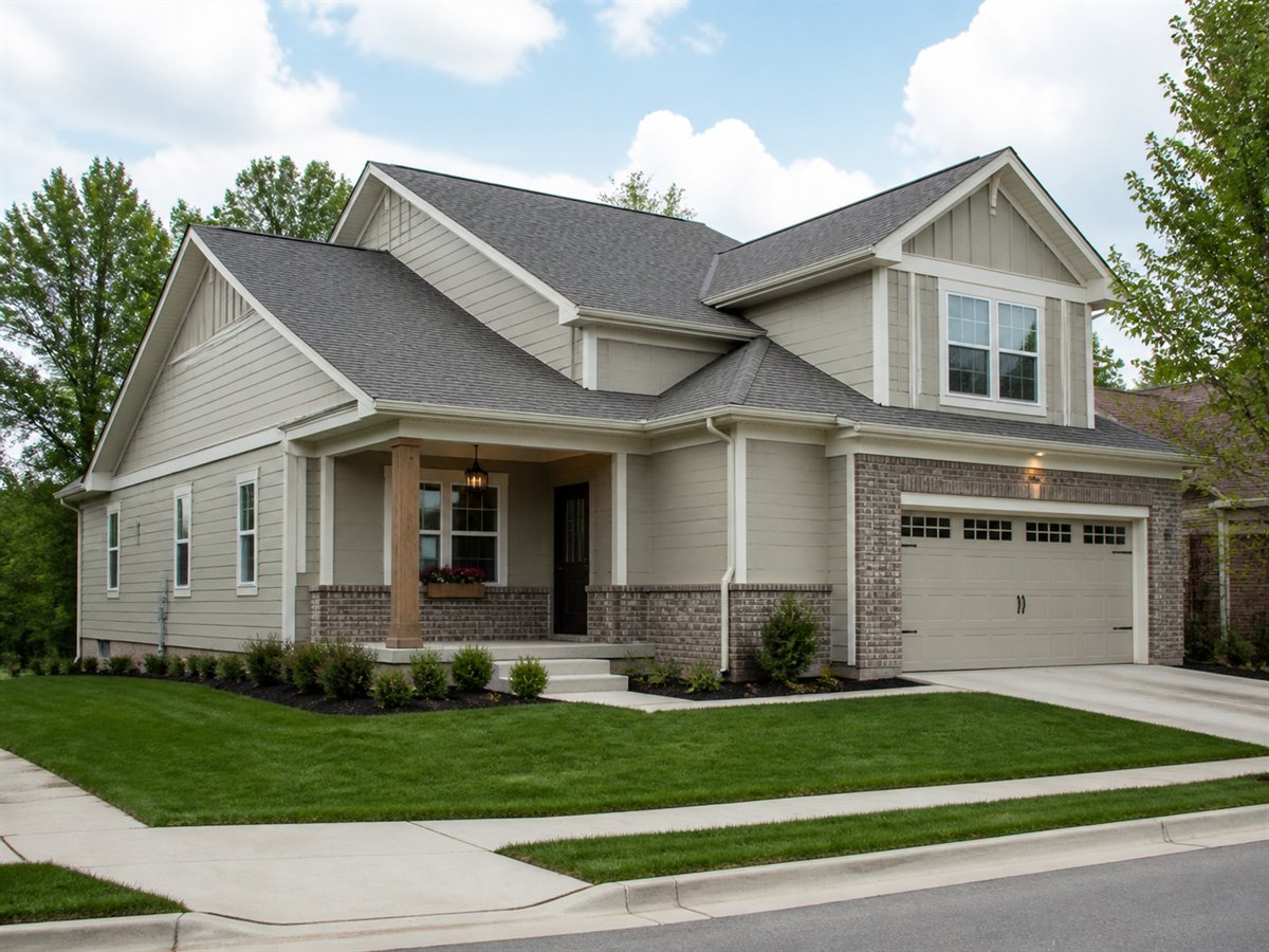 Cornerstone House Narrow-Lot 2099, a conceptual 2099-square-foot corner-lot side-entry family home with a $312,800 construction target