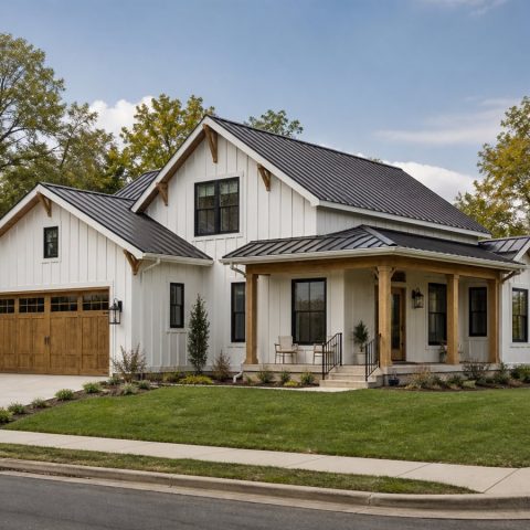 $317,800 Corner-Lot rear-garage modern farmhouse: 2,123-Sq.-Ft. Three-Bedroom Concept