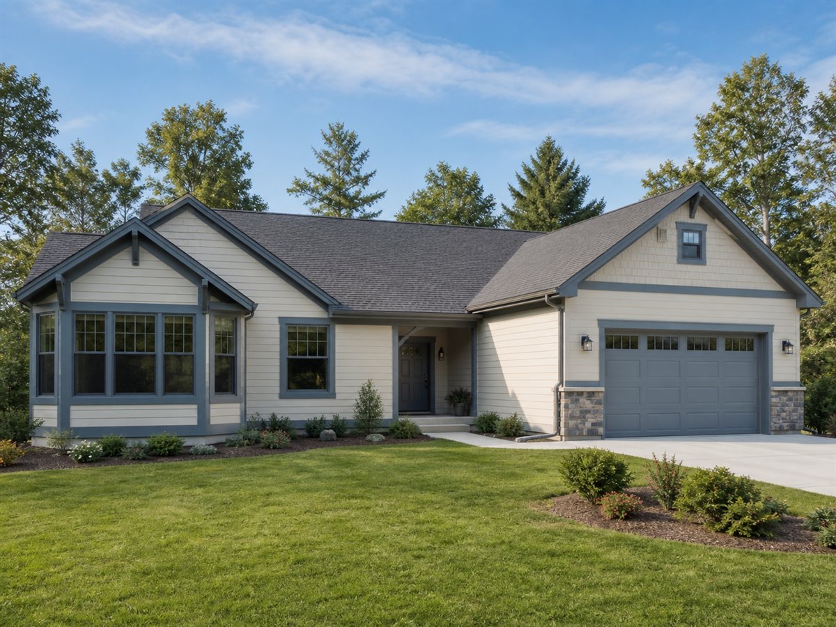 Morning Sun Ranch Narrow-Lot 2205, a conceptual 2205-square-foot sunroom family ranch with a $337,800 construction target