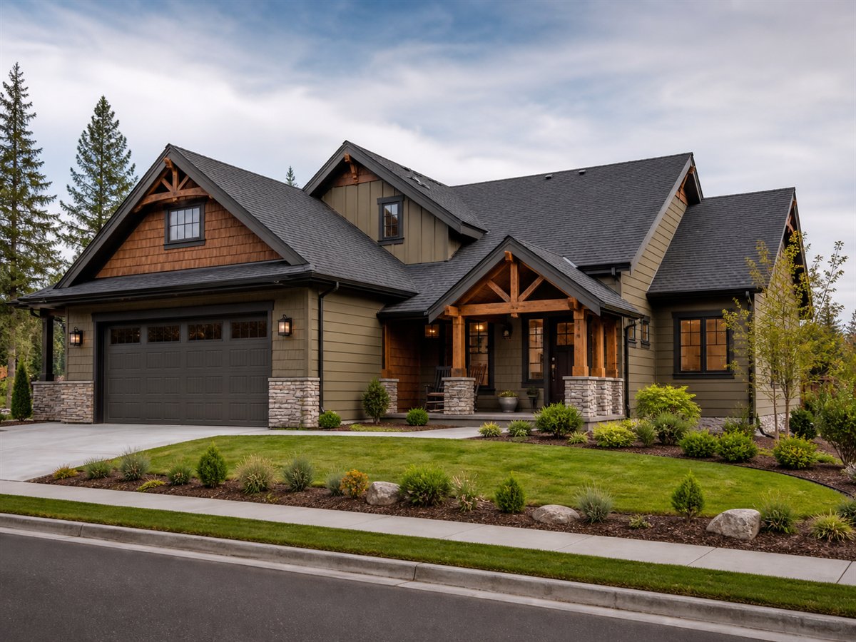Craft Court House Corner-Lot 2229, a conceptual 2229-square-foot courtyard Craftsman family home with a $342,800 construction target
