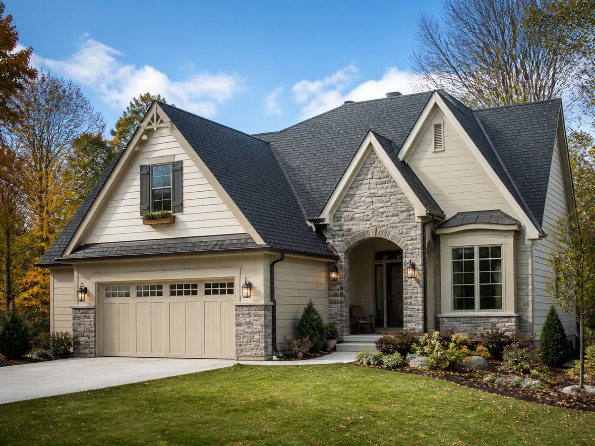 Fieldstone Cottage Energy-Conscious 2253, a conceptual 2253-square-foot stone-accent family cottage with a $347,800 construction target