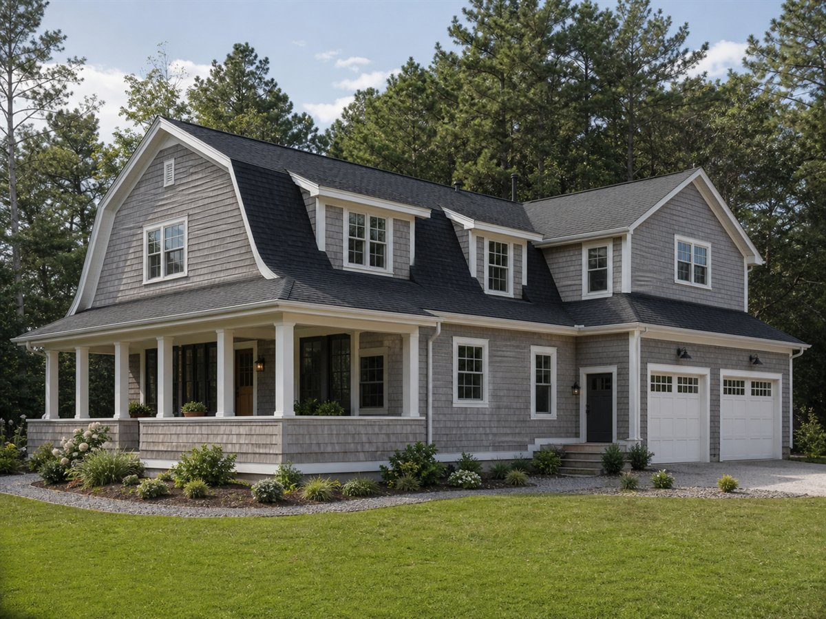 Seabrook Shingle House Multigenerational Suite 2265, a conceptual 2265-square-foot restrained Shingle-style family home with a $350,300 construction target