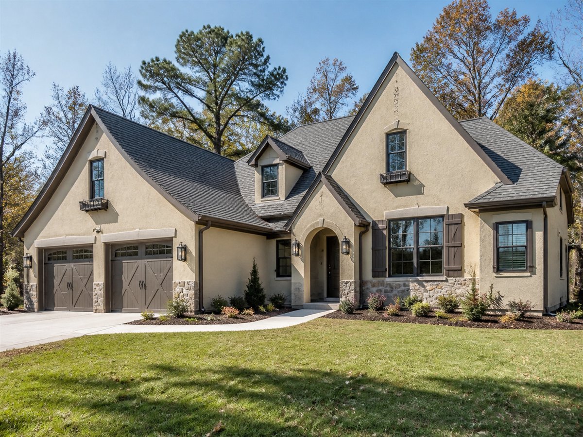Willowcroft House Aging-in-Place 2282, a conceptual 2282-square-foot restrained Cotswold-inspired family home with a $355,300 construction target